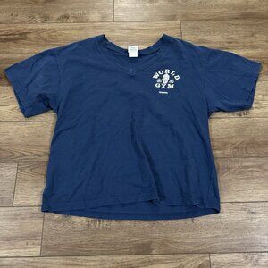 Vintage World Gym 1992 Private Trainer V Neck Shirt Bodybuilding